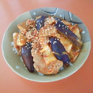 茄子豚キムチ丼